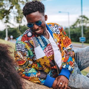 Patchwork Bomber Jacket Made With 100% African Wax Print