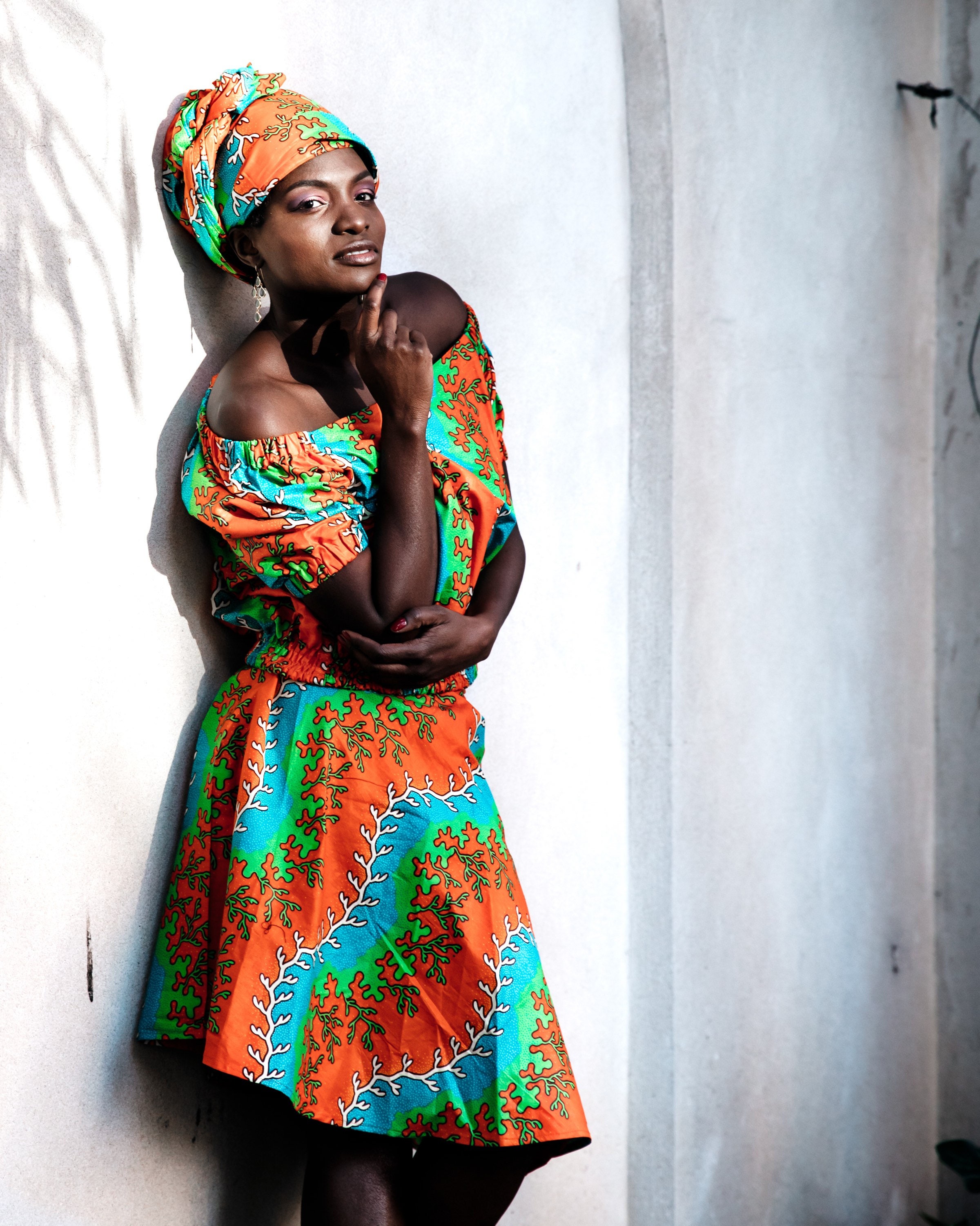 Image of Gorgeous African Wrap Skirt in Orange Ankara Print/Made in Africa