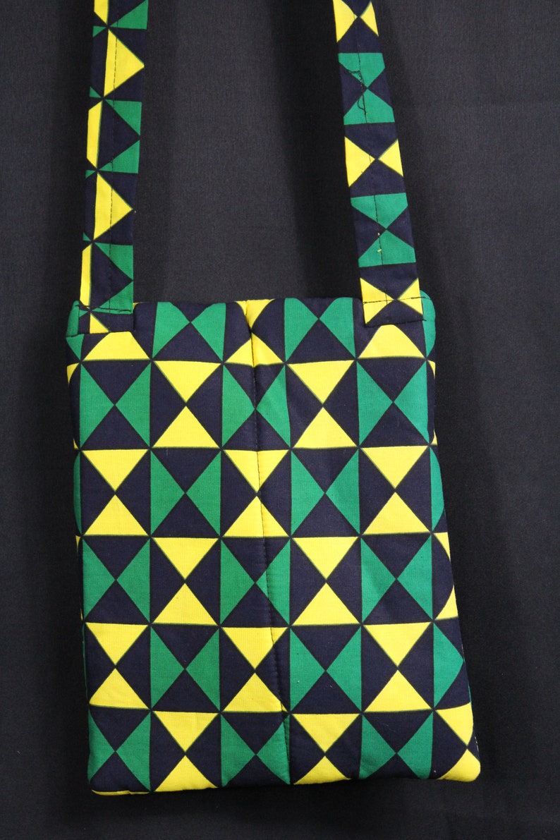 African Shoulder Bag In Vivid Green Ankara Man Bag Made In Africa African Bag