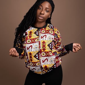 Afrikanische Bomberjacke in Wachsjacke Afrikanische Jacke Wachsdruck Jacke Boho Festival Kleidung Festival Jacke Ankara Kleidung