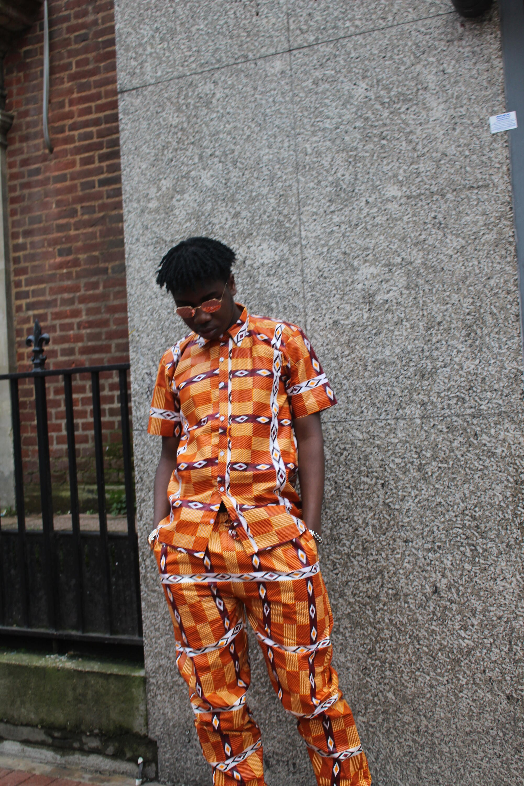 Image of Amazing Kente Pants Made in Africa/African Lounge With Pockets Orange