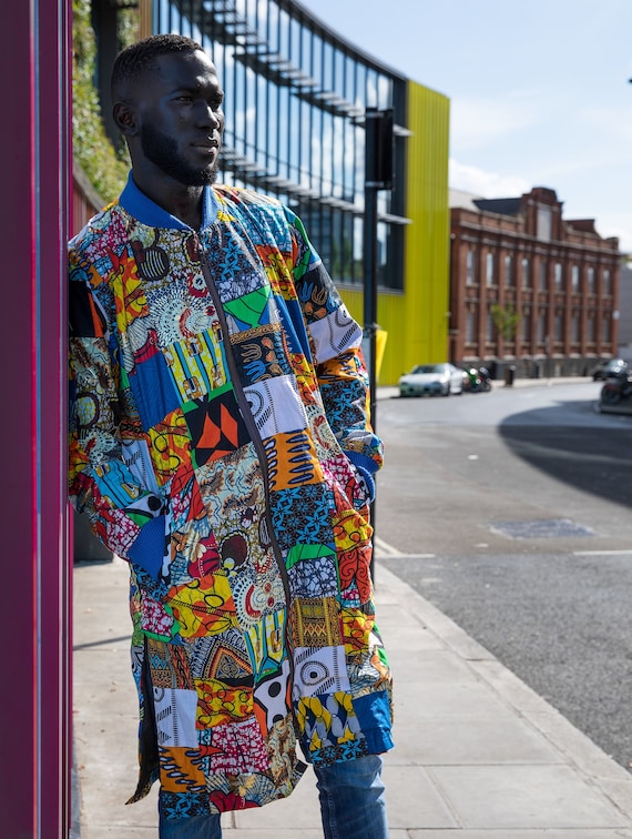 ジャケット・アウター TEAPorter classic african jacket African Trench Coat in Patchwork / African Bomber Jacket African
