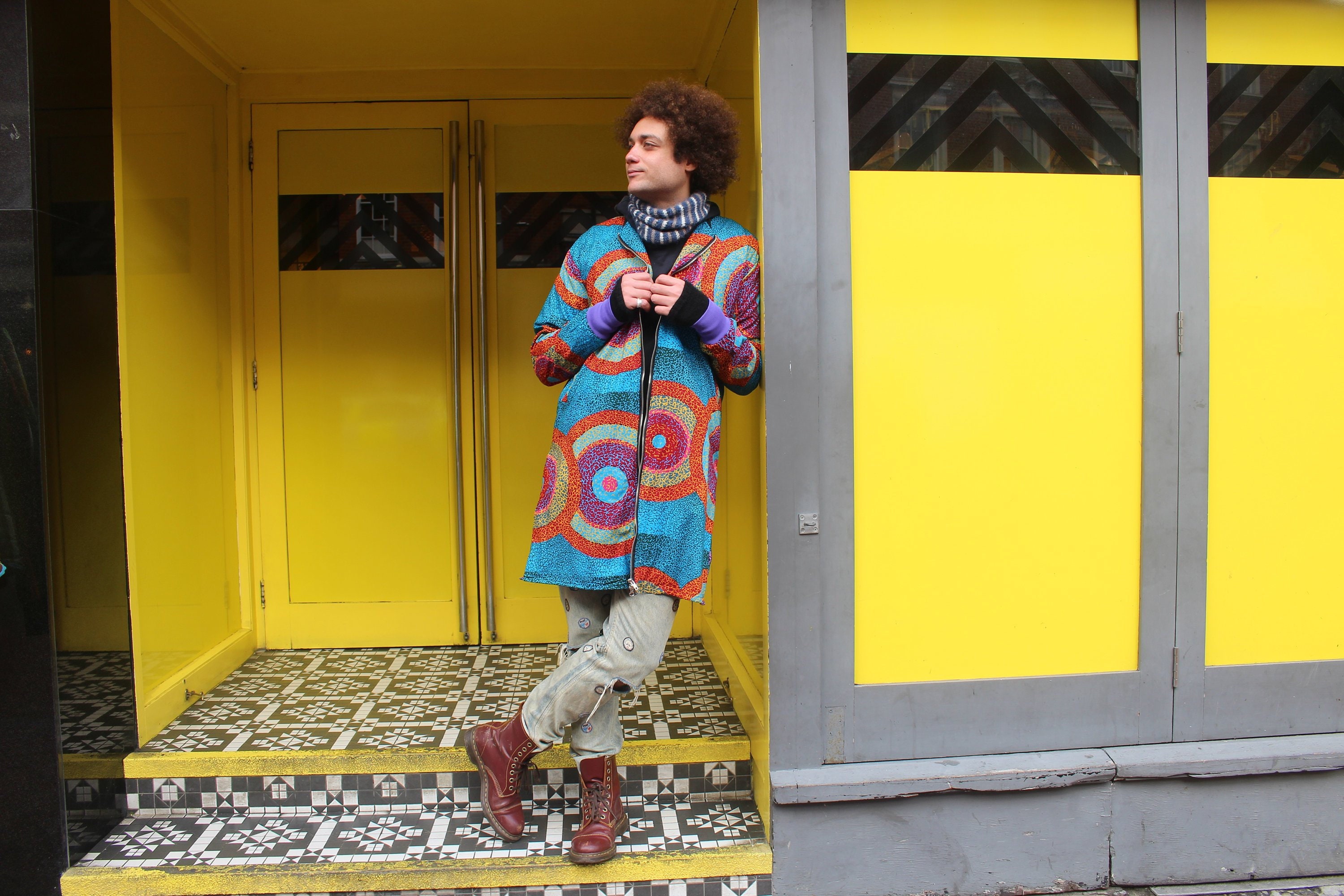 Image of African Print Trench Coat in Blue Ankara