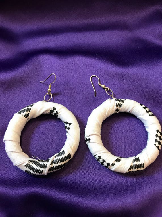 African Fabric Earrings Handmade in Africa Black Owned Jewelry