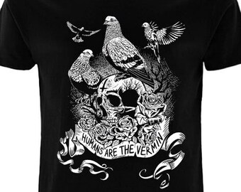 Vegan t shirt, Vegan t-shirt, Vegan tshirt, Anticarnist, Vegan Clothing, Vegan Metal, Humans Are The Vermin Pigeons