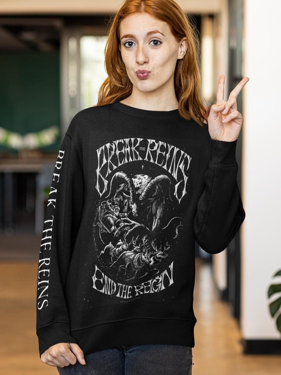 Vegan Christmas Sweatshirt, Break the Reins End the Reign, Sweater