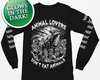 Animal Lovers Don't Eat Animals Long Sleeve, Vegan t shirt, Vegan t-shirt, Vegan tshirt, Anticarnist, Vegan Clothing, Vegan Metal