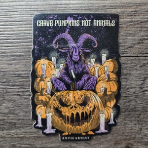 Carve Pumpkins Not Animals - Sticker vinyle anti-carniste, Baphomet