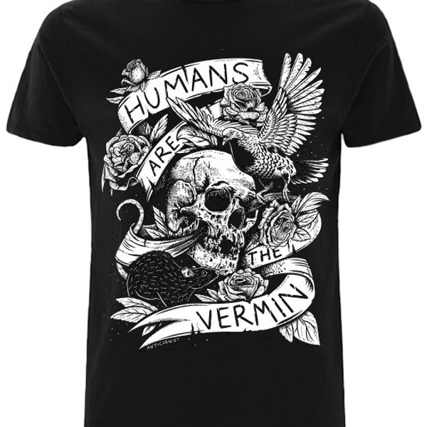 Humans Are The Vermin Vegan t shirt, Vegan t-shirt, Vegan tshirt, Anticarnist, Vegan Clothing, Vegan Metal