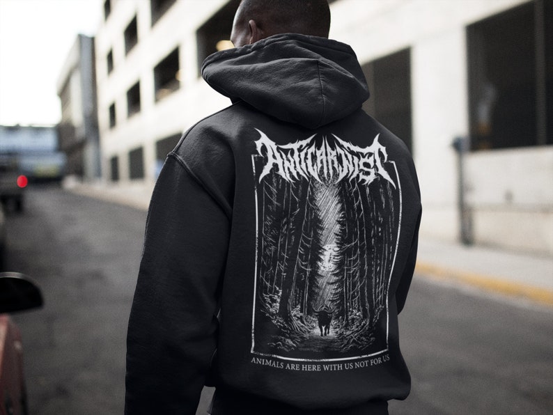 Dark Forest Vegan Hoodie, Vegan Hooded Top, Vegan Hood, Vegan Sweatshirt, Vegan Sweater, Anticarnist, Vegan Clothing image 4