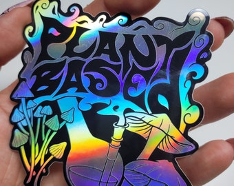 Plant Based Holographic Vinyl Vegan Sticker by Anticarnist