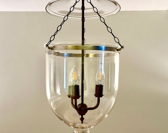 Large Mid 20th Century Bell Jar Hundi Hall Lantern.