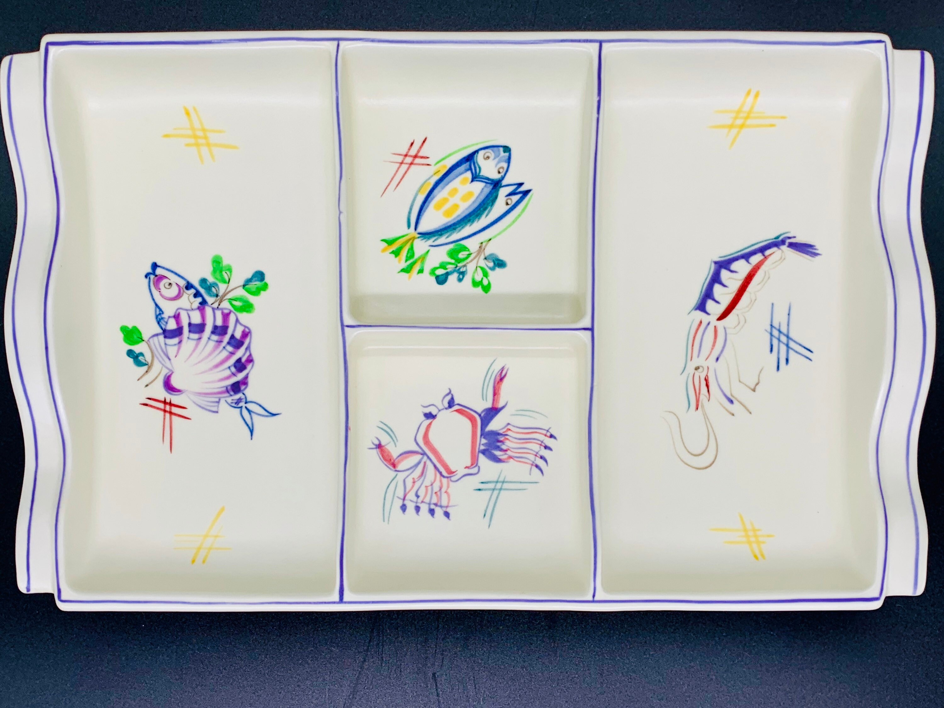 Vintage Poole Pottery Hors D'oeuvres Tray Hand Painted Etsy