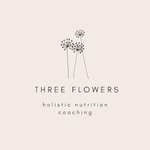 Three Flowers-logo: minimaal logo voor voedingsdeskundigen, biologische bedrijven, blogs over gezonde voeding en nog veel meer