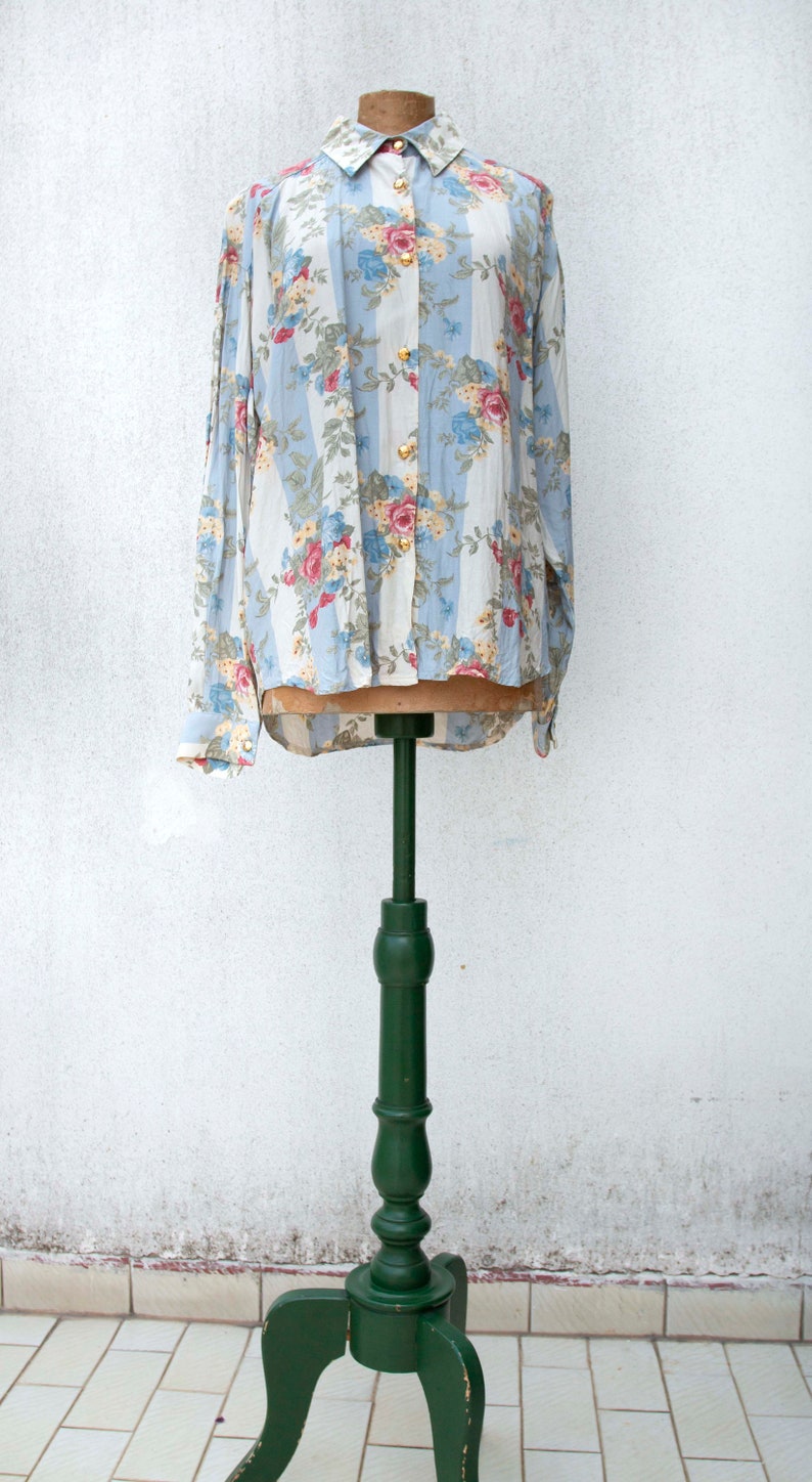 USED Floral Vintage maxi blouse-vintage clothing year 80-Shabby print-vintage clothes-floral print-Flowers print