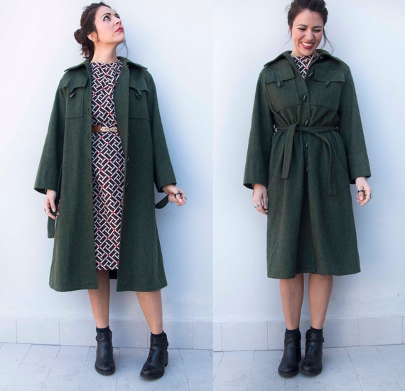 USED Winter Coat - Green Coat 1970s