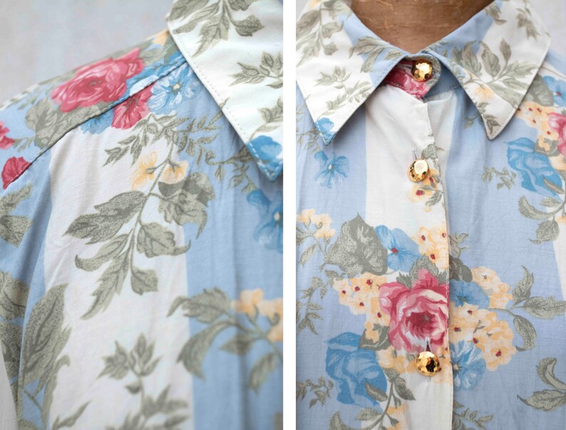 USED Floral Vintage maxi blouse-vintage clothing year 80-Shabby print-vintage clothes-floral print-Flowers print