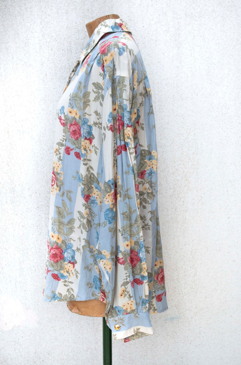 USED Floral Vintage maxi blouse-vintage clothing year 80-Shabby print-vintage clothes-floral print-Flowers print