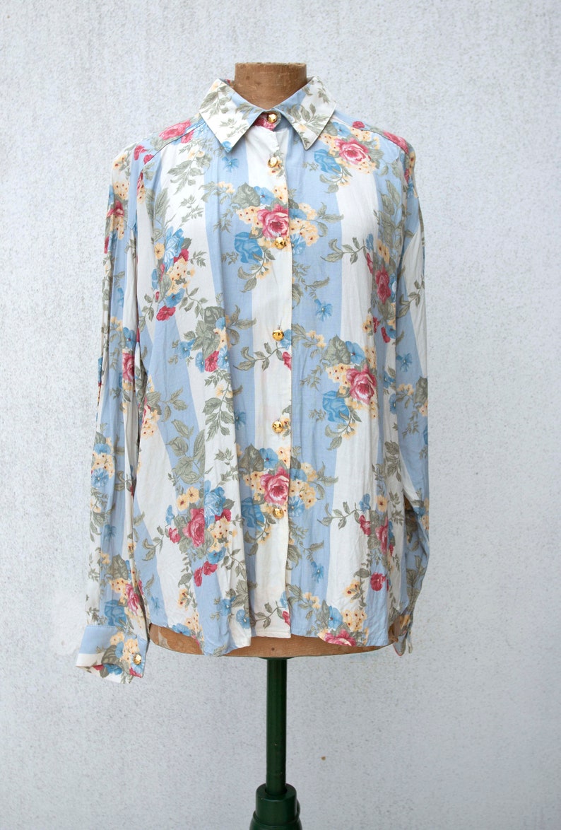 USED Floral Vintage maxi blouse-vintage clothing year 80-Shabby print-vintage clothes-floral print-Flowers print