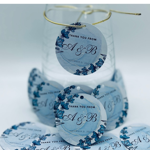 Circle Personalized Tag Modern Wedding Favor  Custom Favour Tags Hang Tag