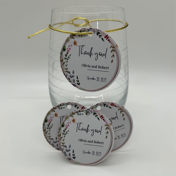 Circle Personalized Tag Modern Wedding Favor  Custom Favour Tags Hang Tag
