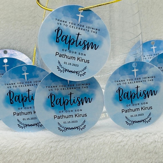 Personalized Baptism Favor Hang Tags Baby Boy Baptism Party Gift Tags