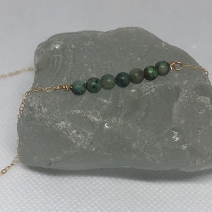 Turquoise Gemstone Bar Necklace - Wisdom - Protection - Healing - Grad Gift - Minimalist Jewelry - Gold filled