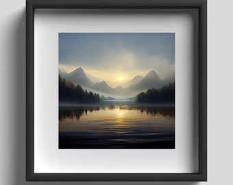 Misty Morning by the Lake - Print