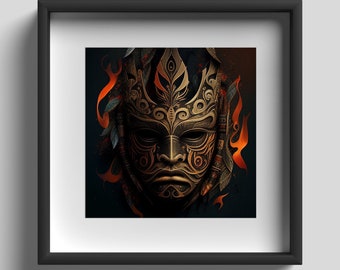 Tribal Mask Fire - Print
