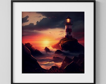 Light at Dusk - Lighthouse - Print