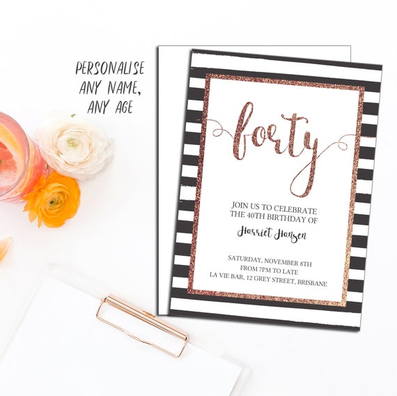 personalised 40th birthday invitations 30th birthday etsy