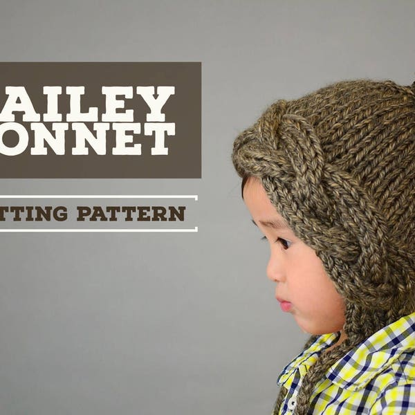 Knit Chunky Bailey Bonnet PATTERN | Knit Pattern | Bonnet Hat | Knit Beanie | Knit Hat | Split Brim Hat | Cabled Brim | Instant Download