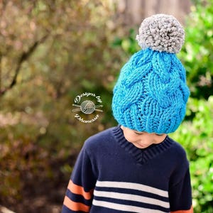 Knit CHUNKY Erin Braided Beanie PATTERN | Knit Pattern | Slouch Hat | Knit Cables | Cabled Beanie | Knit Hat | Instant Download