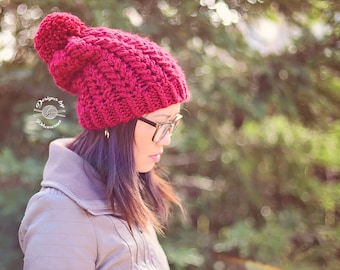 Knit Fishtail Slouch Beanie PATTERN | Knit Pattern | Knitting Pattern | Knit Hat Pattern | Instant Download Pattern