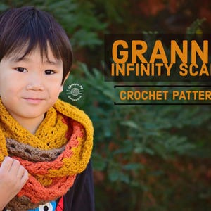 Crochet Granny Infinity Scarf PATTERN Crochet Pattern Crochet Pattern Crochet Scarf Infinity Scarf Instant Download Pattern image 1