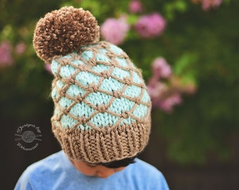 Knit Regan Beanie (fitted or slouch) PATTERN | Knit Pattern | Knitting Pattern | Knit Hat Pattern | Instant Download Pattern