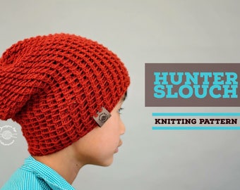 Knit Hunter Slouch Beanie PATTERN | Knit Pattern | Slouch Hat | Knit Beanie | Knit Hat | Instant Download