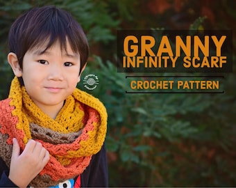 Crochet Granny Infinity Scarf PATTERN | Crochet Pattern | Crochet Pattern | Crochet Scarf | Infinity Scarf | Instant Download Pattern