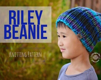 Riley Beanie PATTERN | Knit Pattern | Knitting Pattern | Knit Hat Pattern | Instant Download Pattern