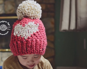 CROCHET BIG heart slouch Beanie PATTERN | Crochet Pattern | Fair Isle Hat | Heart Hat | Instant Download