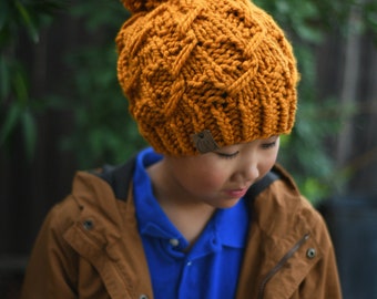 Checkered Twist SlouchBeanie PATTERN | Knit Beanie | Knit Pattern | Instant Download Pattern