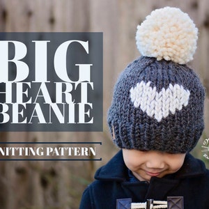 KNIT BIG heart Beanie PATTERN | Knitting Pattern | Heart Hat | Instant Download