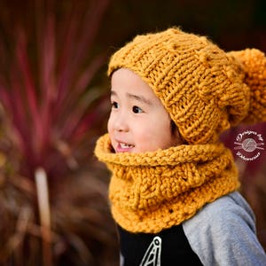 Knotted Slouch Beanie & Cowl PATTERN Cowl PATTERN Beanie Pattern Knitting Pattern Instant Download Pattern Knit Pattern image 3