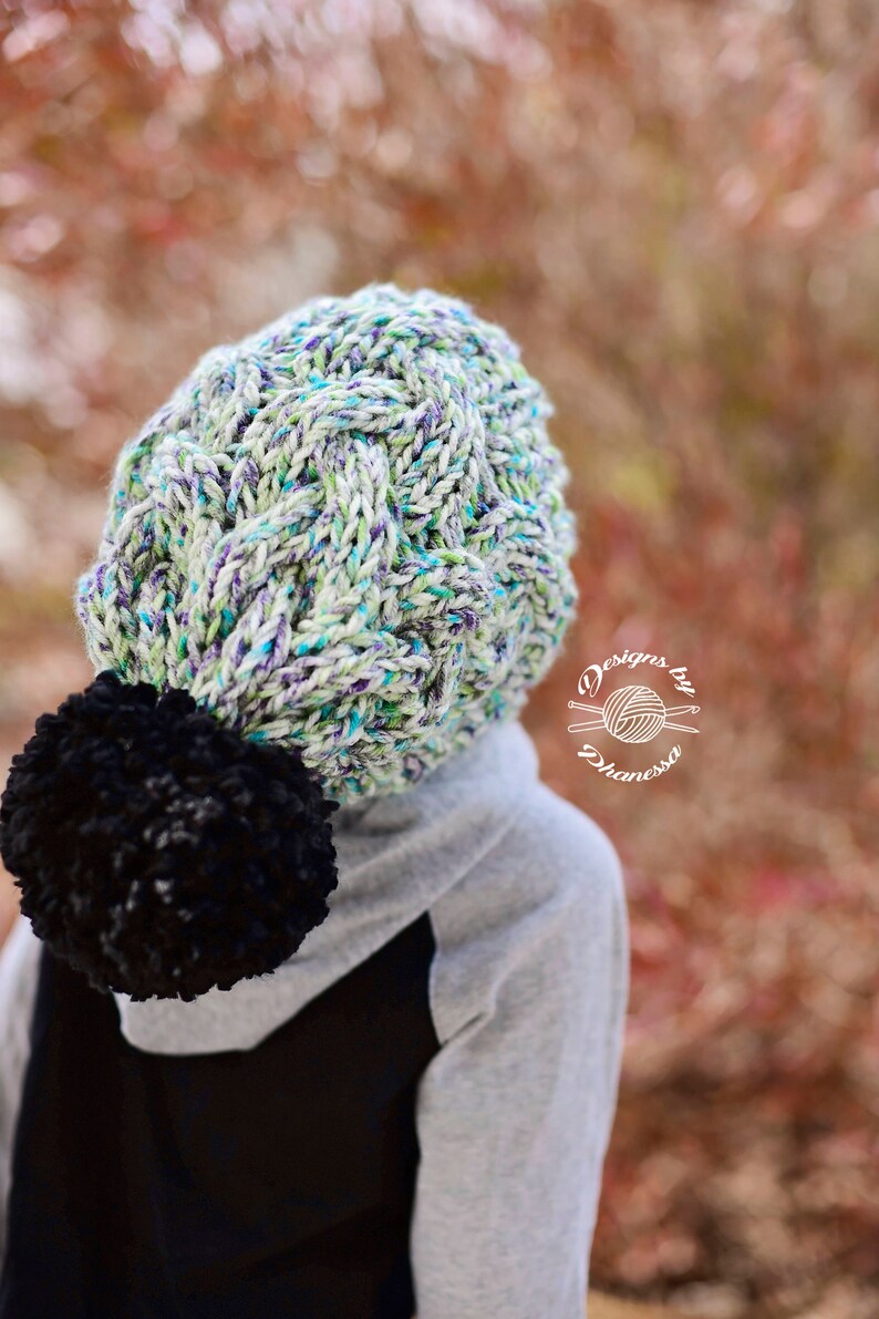 Knit CHUNKY Erin Braided Beanie PATTERN | Knit Pattern | Slouch Hat ...