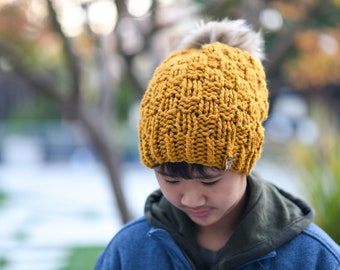 Knit Winter Woven Beanie PATTERN | Knit Beanie | Knit Pattern | Instant Download Pattern