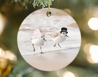 Wedding Sanderlings Ornament - Bride and Groom Shore Birds