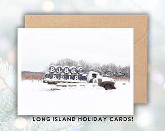 Pinot Noir Truck Greeting Card - Long Island Christmas Card for Wine Lovers