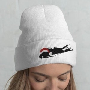 Bonnet à revers de Noël de Long Island - Chapeau d’hiver chaud de Long Island - Chapeau de Père Noël de Long Island - Bonnet de Long Island