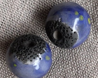 Raku pearl, 1 round pearl 19mm in diameter, supplies for raku ceramic designers, handmade supplies