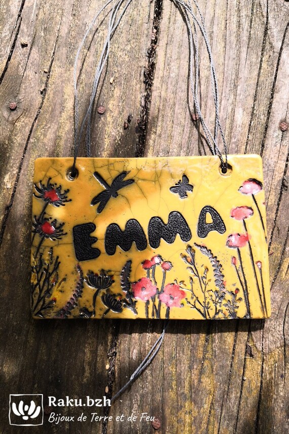 Prénom sur plaque de porte en céramique raku surmesure et Etsy